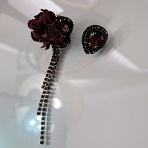 Handmade burgundy dropped earrings